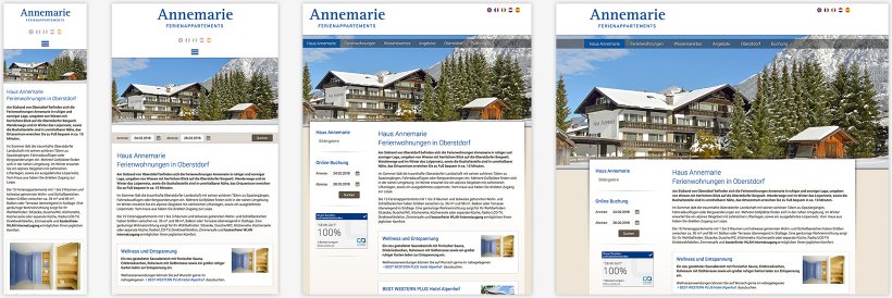 Webdesign von Ferienwohnungen Annemarie