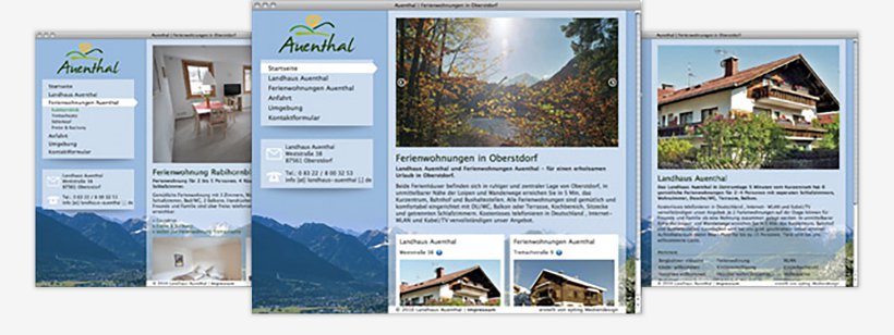 Webdesign von Landhaus Auenthal