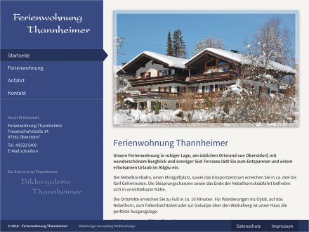 Webdesign von Ferienwohnung Thannheimer