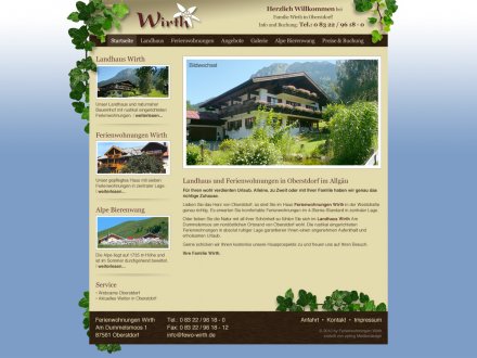 Webdesign von Ferienwohnungen Wirth