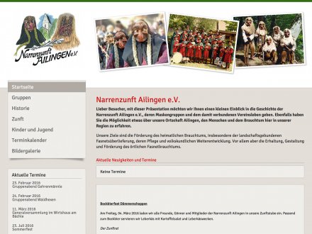 Webdesign von Narrenzunft Ailingen