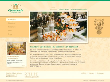 Webdesign von Conditorei Café Gerlach