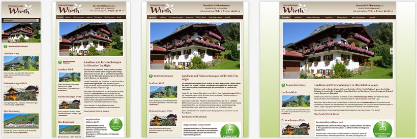 Webdesign von Ferienwohnungen Wirth
