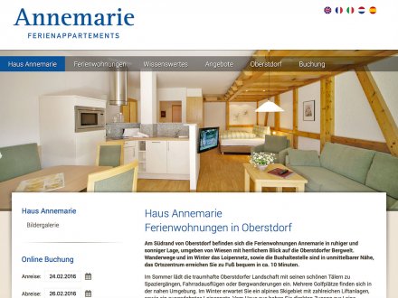 Webdesign von Ferienwohnungen Annemarie
