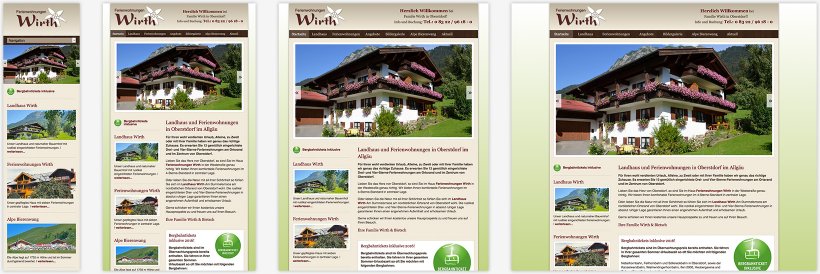 Webdesign von Ferienwohnungen Wirth