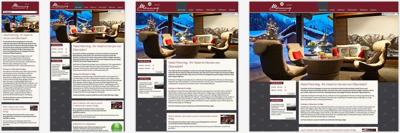 Webdesign von Hotel Menning