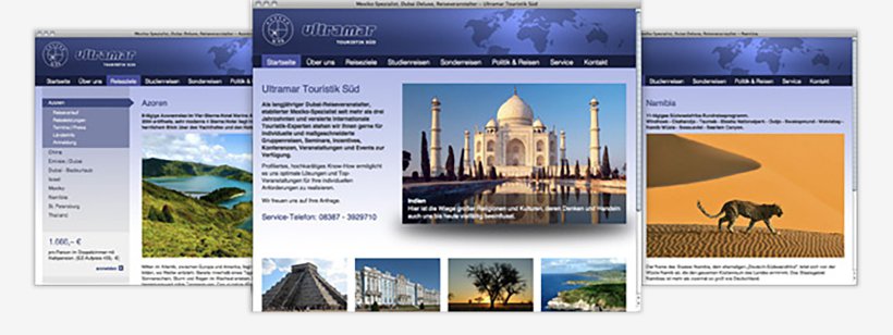 Webdesign von Ultramar Touristik