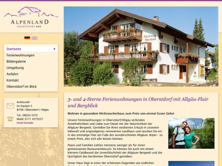 Webdesign von Ferienwohnungen Alpenland