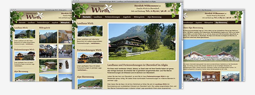 Webdesign von Ferienwohnungen Wirth