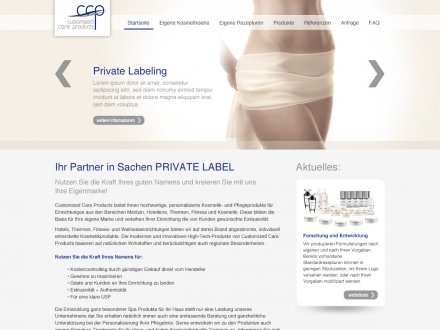 Webdesign von Customized Care Products