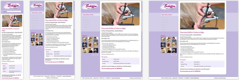 Webdesign von Mode Coiffeur Schiffer