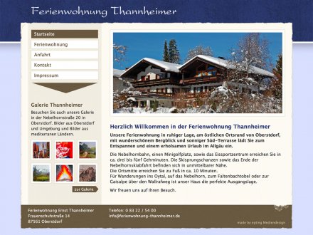 Webdesign von Ferienwohnung Thannheimer