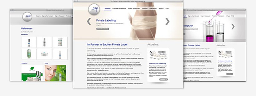 Webdesign von Customized Care Products