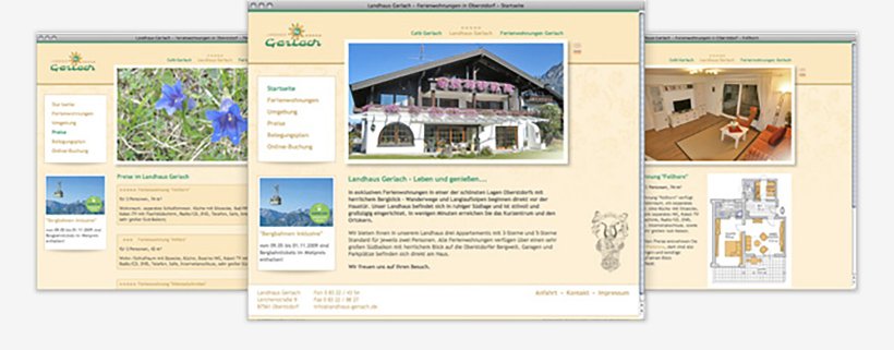 Webdesign von Landhaus Gerlach