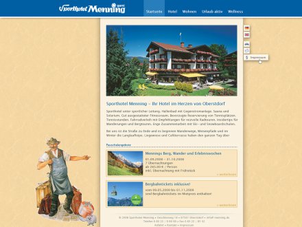 Webdesign von Sporthotel Menning