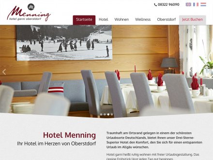 Webdesign von Hotel Menning