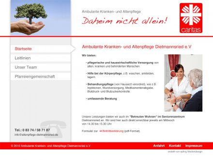 Webdesign von Pflegedienst Dietmannsried