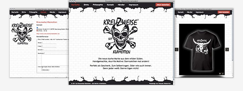 Webdesign von Kreuzweise Klamotten