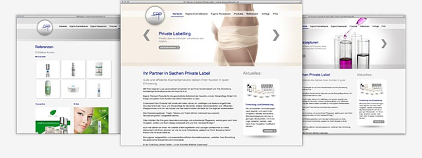 Webdesign von Customized Care Products