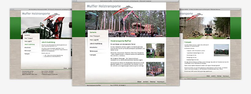 Webdesign von Holztransporte Muffler