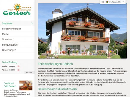 Webdesign von Ferienwohnungen Gerlach