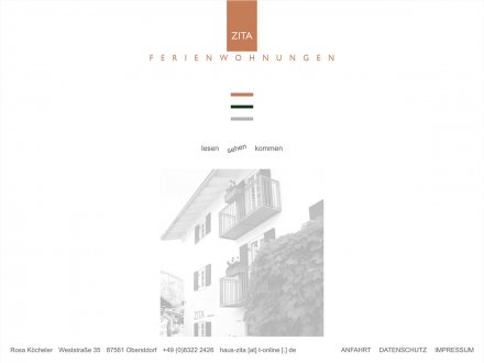 Webdesign von Haus Zita