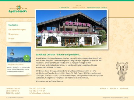 Webdesign von Landhaus Gerlach