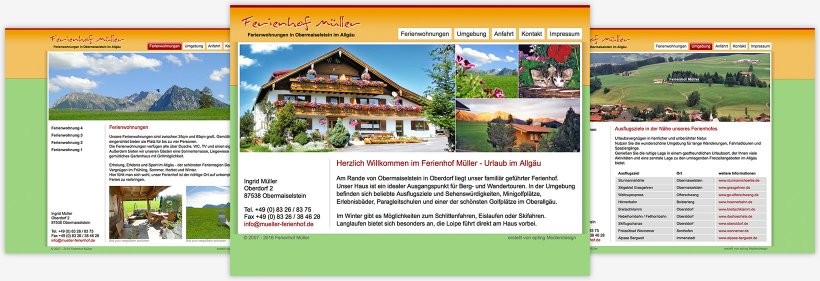 Webdesign von Ferienhof Müller