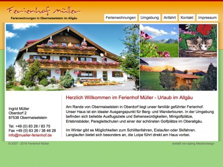 Webdesign von Ferienhof Müller