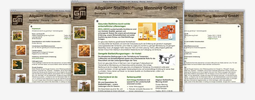 Webdesign von Allgäuer Stallbelüftung